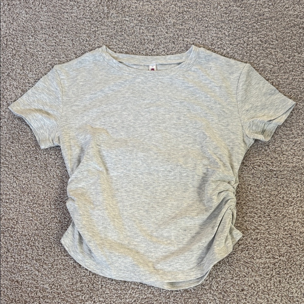 Gray Ruched Casual Top
